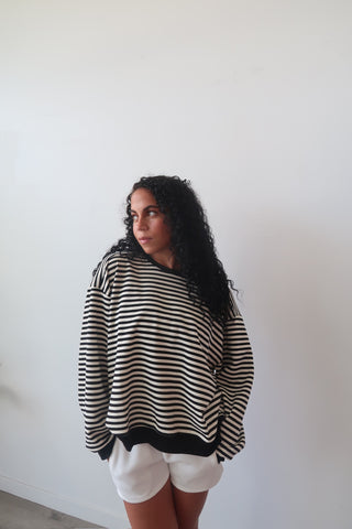 Black & White Striped Relaxed Pullover