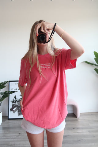 ‘’The World Is A Better Place With You In It’’ Red Oversized Tee Shirt
