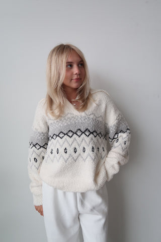 Thread & Supply Bernice Cream/Grey Sweater