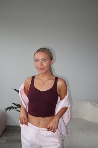 Burgundy V-Neck Butter Soft Tank Top