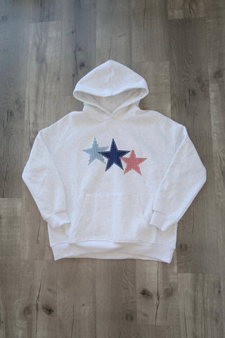 Red White & Blue 3 Star Embroider Hoodie