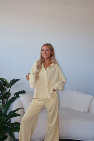 Yellow French Terry Henley Sweatshirt