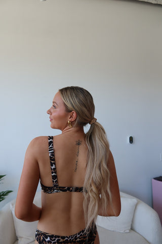 Cheetah Underwire Cutout Bikini Top