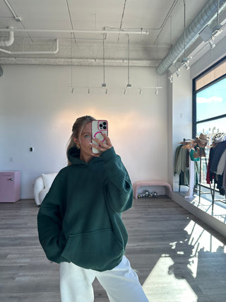 Dark Green Core Fleece Loose Fit Hoodie