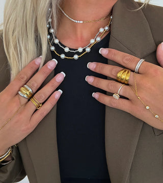 Gold Pearl Beaded Necklace