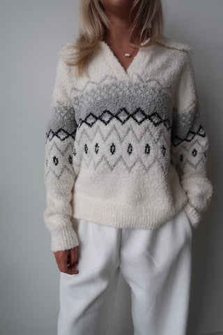 Thread & Supply Bernice Cream/Grey Sweater