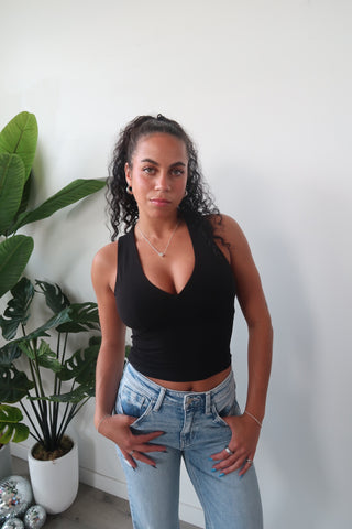 Black V-Neck Tank Top