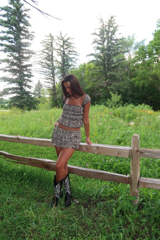 Leopard Ruffle Scrunch Tank