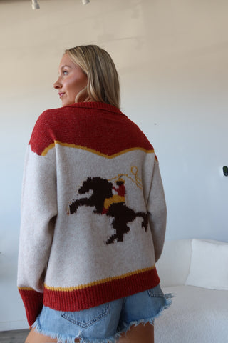 Cowboy Riding Horse Zip Up