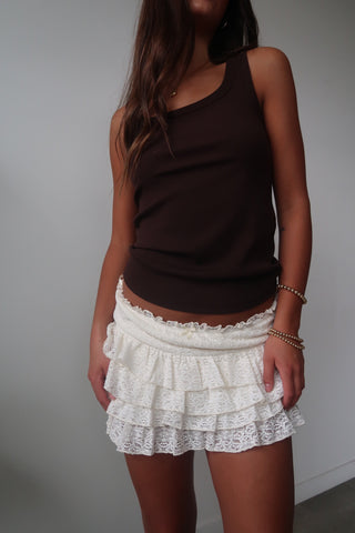 Cream Ruffle Skort With Bow