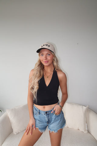 Black Silky Smooth Halter Top