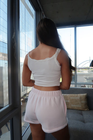Pale Pink Staple Mid Rise Shorts