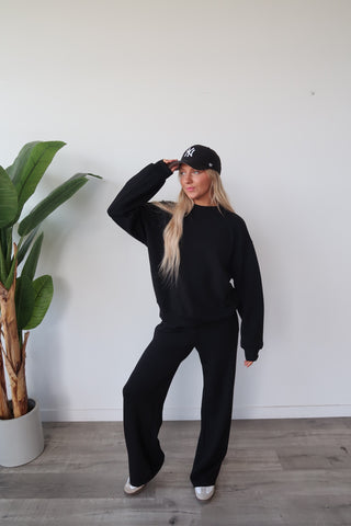 Modal Black Flowy Side Stripe Track Pants