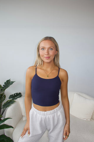 Navy Butter Soft Cropped Tank Top