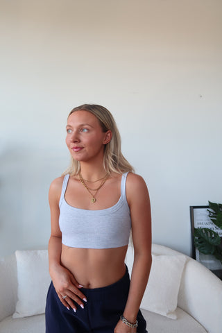 Light Grey Ribbed Bra Top