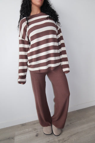 Knit Brown Striped Long Sleeve