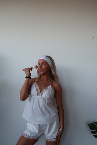 White Lace Trim Tank Top