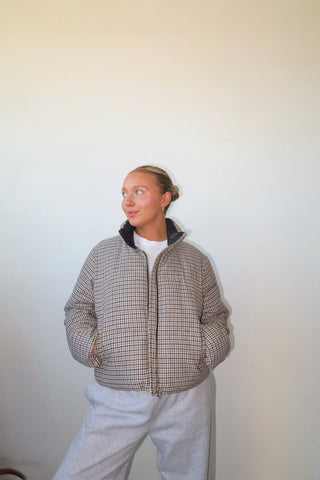 Houndstooth Puffer Jacket