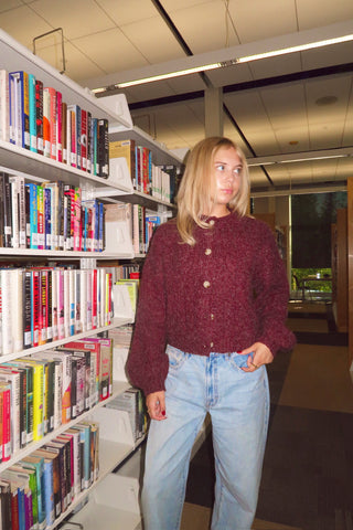 Burgundy Cable Knit Sweater