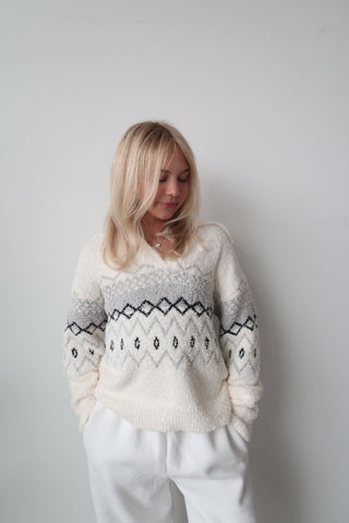 Thread & Supply Bernice Cream/Grey Sweater