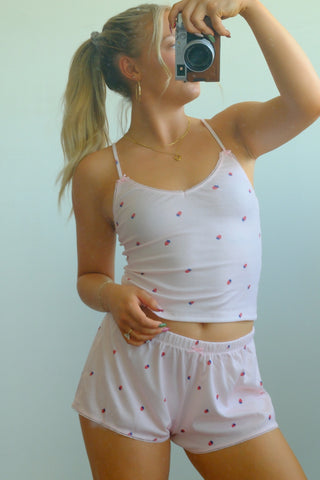 Pink Strawberry Detail Tank Top