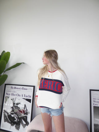America Graphic Long Sleeve Crewneck