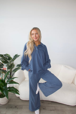 Deep Sea French Terry Henley Sweatshirt