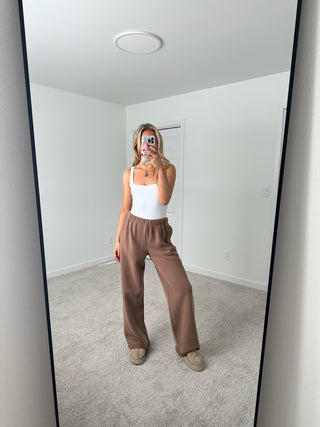 Long Mocha Staple Wide Leg Sweatpants