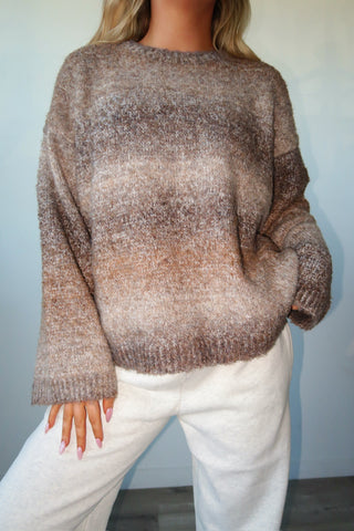 Brown Ombré Oversized Sweater
