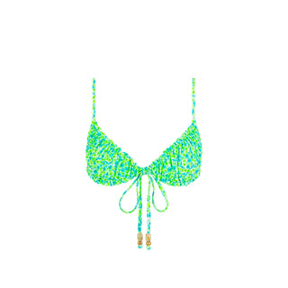 Kulani Kinis Ruched Bow Bralette Bikini Top - Apple Blossom