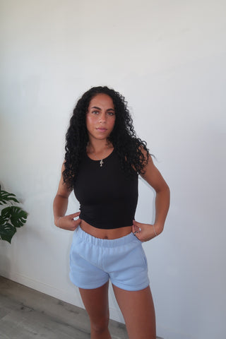 Black High Neck Cropped Tank