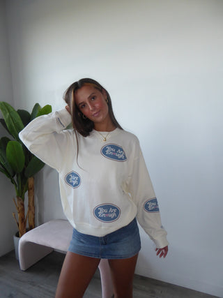 The Mayfair Group “You Are Enough” Waffle Crewneck
