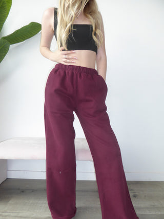 Black Cherry Staple Wide Leg Sweatpants