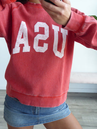 Red USA Crewneck Sweatshirt