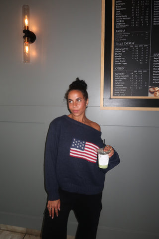 Off The Shoulder Flag Sweater