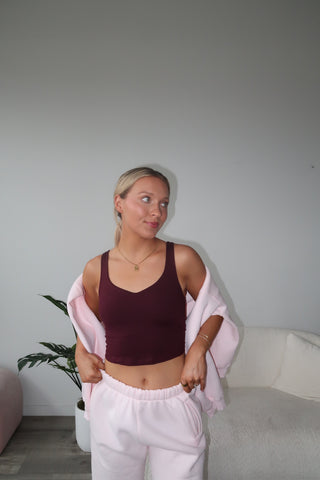 Burgundy V-Neck Butter Soft Tank Top