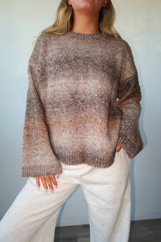 Brown Ombré Oversized Sweater