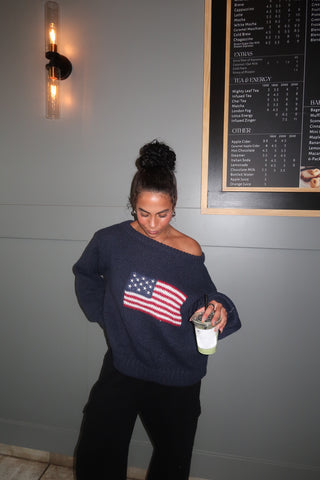 Off The Shoulder Flag Sweater