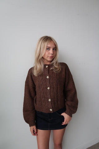 Brown Cable Knit Cardigan sweater