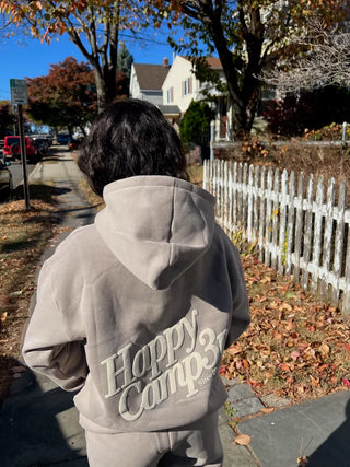 Happy Camp3r Taupe Puff Series Hoodie