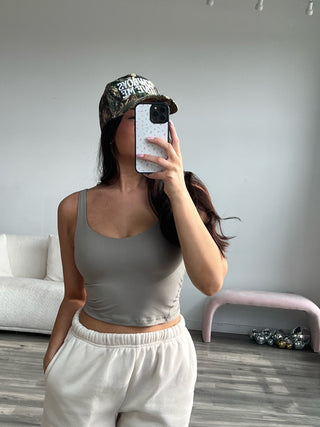 Stone Taupe V-Neck Butter Soft Tank Top