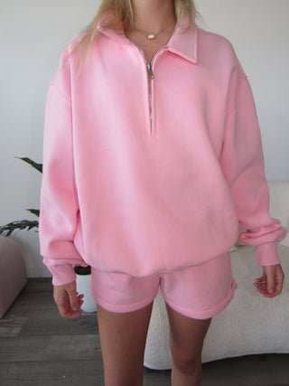 Blush Staple Oversized Quarter Zip