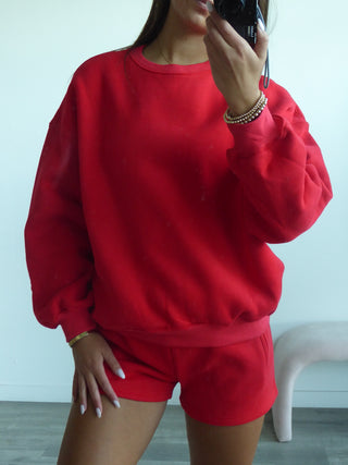 Cherry Red Staple Oversized Crewneck
