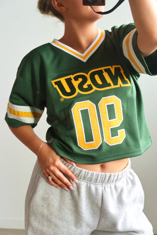 Green NDSU Bison Cropped Jersey