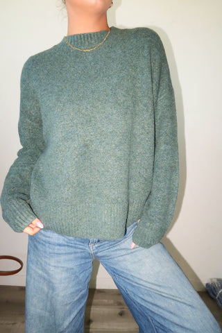 Balsam Green O-Neck Pullover Sweater