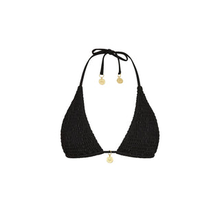 Kulani Kinis Shirred Triangle Bikini Top - Twilight Black