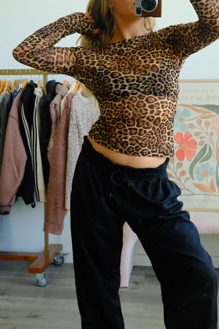 Leopard Mesh Long Sleeve