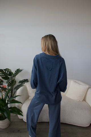 Deep Sea French Terry Henley Sweatshirt