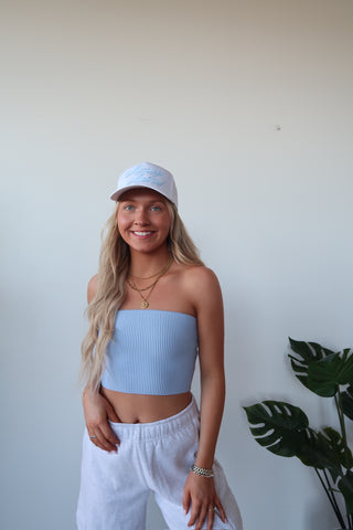 Light Blue Ribbed Tube Top