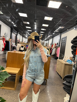 Pink Sheer Lace Mock Neck Long Sleeve